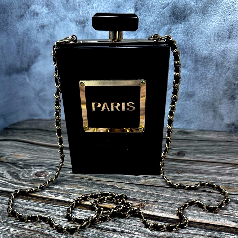 THE "PARIS PERFUME" BAG IN BLACK EUC USED ONCE​